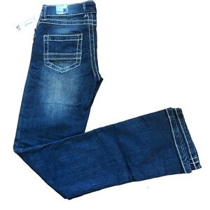 NWT SUKO Slim Boot Powerstretch Distressed Bootcut Jeans Low Rise Size 4